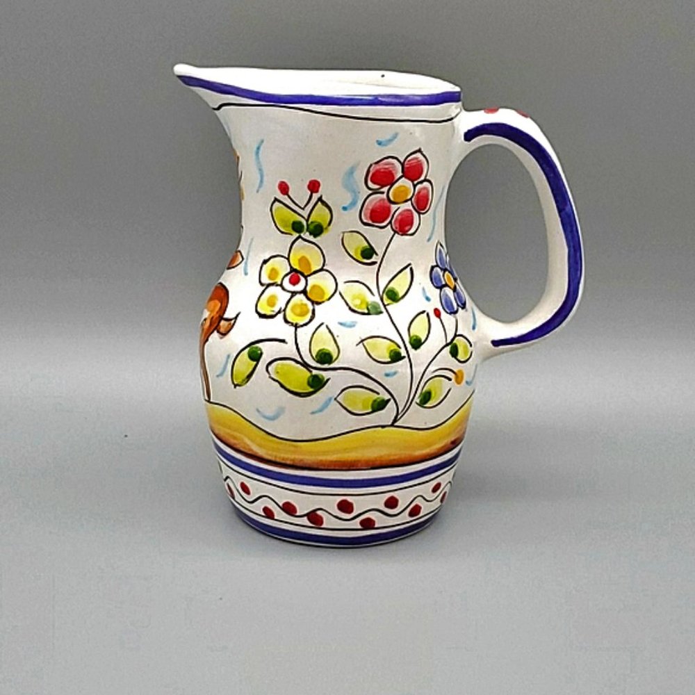 Vintage Handpainted Small Ceramic Pitcher Portugal